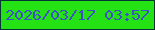 文字の大きさ：5、枠の色：043436、背景の色：25e214、文字の色：3e52c7 無料ブログパーツのブログ時計