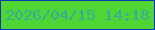 文字の大きさ：3、枠の色：0437b4、背景の色：4fd534、文字の色：33ae9c 無料ブログパーツのブログ時計