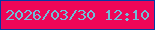 文字の大きさ：1、枠の色：043aa4、背景の色：ee0658、文字の色：6dbfd8 無料ブログパーツのブログ時計
