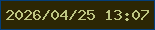文字の大きさ：4、枠の色：043e79、背景の色：2c2604、文字の色：bec782 無料ブログパーツのブログ時計