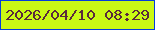 文字の大きさ：2、枠の色：043eda、背景の色：caf914、文字の色：5a293c 無料ブログパーツのブログ時計