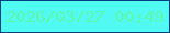 文字の大きさ：1、枠の色：043f7f、背景の色：50faf2、文字の色：5ef8ac 無料ブログパーツのブログ時計