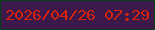 文字の大きさ：3、枠の色：044017、背景の色：3c194a、文字の色：d5220b 無料ブログパーツのブログ時計