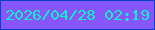 文字の大きさ：2、枠の色：0441c8、背景の色：8756f8、文字の色：0ff0ce 無料ブログパーツのブログ時計