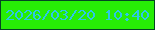 文字の大きさ：1、枠の色：044523、背景の色：27ed06、文字の色：2cc7e7 無料ブログパーツのブログ時計