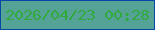 文字の大きさ：3、枠の色：0447a8、背景の色：55a296、文字の色：32a93f 無料ブログパーツのブログ時計