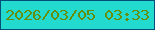 文字の大きさ：5、枠の色：044e7a、背景の色：22dbce、文字の色：658e0d 無料ブログパーツのブログ時計