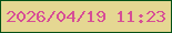文字の大きさ：1、枠の色：045117、背景の色：e5d792、文字の色：d74e96 無料ブログパーツのブログ時計