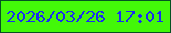 文字の大きさ：5、枠の色：045123、背景の色：43f809、文字の色：1a2eef 無料ブログパーツのブログ時計