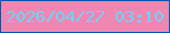 文字の大きさ：1、枠の色：0455b0、背景の色：f087b0、文字の色：6ad5fc 無料ブログパーツのブログ時計