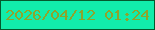 文字の大きさ：2、枠の色：04592d、背景の色：12edab、文字の色：8fa42c 無料ブログパーツのブログ時計