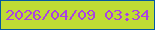 文字の大きさ：1、枠の色：045aa1、背景の色：bfdc34、文字の色：aa42e3 無料ブログパーツのブログ時計