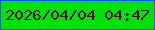 文字の大きさ：1、枠の色：045aeb、背景の色：00e00c、文字の色：491728 無料ブログパーツのブログ時計