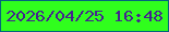 文字の大きさ：3、枠の色：04647d、背景の色：30fe1d、文字の色：44248e 無料ブログパーツのブログ時計