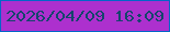文字の大きさ：1、枠の色：0466c8、背景の色：ad30ce、文字の色：14456c 無料ブログパーツのブログ時計