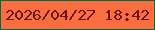 文字の大きさ：5、枠の色：04674a、背景の色：fc6e3f、文字の色：67181d 無料ブログパーツのブログ時計