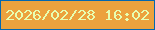 文字の大きさ：5、枠の色：0467b0、背景の色：eca23e、文字の色：e7ffb2 無料ブログパーツのブログ時計