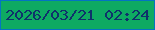 文字の大きさ：4、枠の色：0474c2、背景の色：0eaa62、文字の色：0f316b 無料ブログパーツのブログ時計