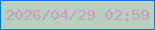 文字の大きさ：3、枠の色：0474fe、背景の色：b9d1bc、文字の色：c69ac5 無料ブログパーツのブログ時計