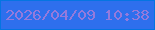 文字の大きさ：1、枠の色：0475e2、背景の色：2e6fed、文字の色：947adc 無料ブログパーツのブログ時計