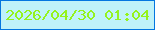 文字の大きさ：5、枠の色：0476e0、背景の色：bff2f9、文字の色：94f31e 無料ブログパーツのブログ時計