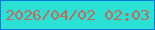 文字の大きさ：1、枠の色：047bd6、背景の色：2be0d5、文字の色：c56858 無料ブログパーツのブログ時計