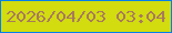 文字の大きさ：2、枠の色：0480ea、背景の色：d2dc0e、文字の色：a87a5d 無料ブログパーツのブログ時計