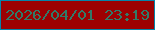 文字の大きさ：2、枠の色：0485a9、背景の色：9c0102、文字の色：327a68 無料ブログパーツのブログ時計