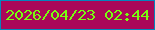 文字の大きさ：2、枠の色：0486bc、背景の色：aa0859、文字の色：77fe0f 無料ブログパーツのブログ時計