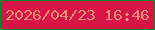 文字の大きさ：5、枠の色：04872e、背景の色：d61545、文字の色：f58e7e 無料ブログパーツのブログ時計