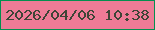 文字の大きさ：4、枠の色：048f4f、背景の色：ee7b96、文字の色：3e4537 無料ブログパーツのブログ時計