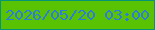 文字の大きさ：1、枠の色：049477、背景の色：59c202、文字の色：2b7cdb 無料ブログパーツのブログ時計