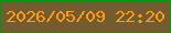 文字の大きさ：1、枠の色：049612、背景の色：745b30、文字の色：fe9c15 無料ブログパーツのブログ時計