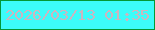 文字の大きさ：2、枠の色：049836、背景の色：3cfcfa、文字の色：ccb5c0 無料ブログパーツのブログ時計