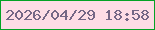 文字の大きさ：3、枠の色：04a324、背景の色：fddce5、文字の色：746685 無料ブログパーツのブログ時計