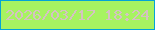 文字の大きさ：3、枠の色：04a4d6、背景の色：a7f361、文字の色：d5c2c3 無料ブログパーツのブログ時計