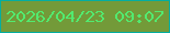 文字の大きさ：5、枠の色：04aea0、背景の色：739a39、文字の色：52ea6f 無料ブログパーツのブログ時計