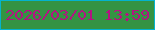文字の大きさ：3、枠の色：04b3ce、背景の色：349343、文字の色：b41382 無料ブログパーツのブログ時計