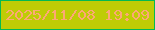 文字の大きさ：5、枠の色：04b951、背景の色：bfcc05、文字の色：fda876 無料ブログパーツのブログ時計