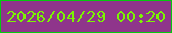 文字の大きさ：1、枠の色：04ca0f、背景の色：8f358b、文字の色：7bf402 無料ブログパーツのブログ時計