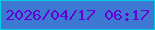 文字の大きさ：5、枠の色：04cde8、背景の色：3d78d2、文字の色：6200d6 無料ブログパーツのブログ時計