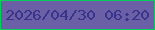 文字の大きさ：4、枠の色：04cf5a、背景の色：6b5fa5、文字の色：38348b 無料ブログパーツのブログ時計