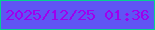 文字の大きさ：3、枠の色：04d091、背景の色：6054f4、文字の色：9f00ed 無料ブログパーツのブログ時計