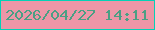 文字の大きさ：3、枠の色：04d1b6、背景の色：ed96a7、文字の色：4b9f84 無料ブログパーツのブログ時計