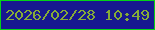 文字の大きさ：4、枠の色：04d217、背景の色：171890、文字の色：86ac37 無料ブログパーツのブログ時計