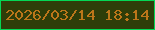 文字の大きさ：4、枠の色：04d655、背景の色：2e3d09、文字の色：bc761a 無料ブログパーツのブログ時計