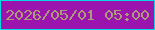 文字の大きさ：5、枠の色：04dae1、背景の色：9b14ae、文字の色：ac9b78 無料ブログパーツのブログ時計