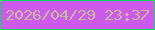 文字の大きさ：2、枠の色：04de58、背景の色：ce5aed、文字の色：c7bc97 無料ブログパーツのブログ時計
