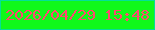 文字の大きさ：5、枠の色：04df97、背景の色：10f81a、文字の色：ff4870 無料ブログパーツのブログ時計