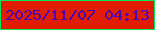 文字の大きさ：3、枠の色：04e65a、背景の色：e01d02、文字の色：4a05b2 無料ブログパーツのブログ時計